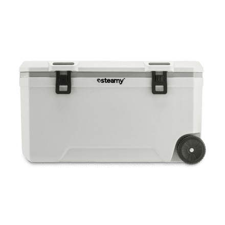 Steamy Marine 120 Roller (120 Liter) Koelbox op Wielen Wit + 1x koelelement XXL met flinke korting